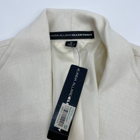 New LINDA ALLARD ELLEN TRACY Blazer Size 6 Cream Linen Oversized Summer Jacket - Picture 6 of 9